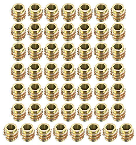 sourcing map Écrous Fileté Insert Vis Zinc Alliage Hex Tête M4 Filetage Interne 8mm Long Pour Meuble Bois 50pc