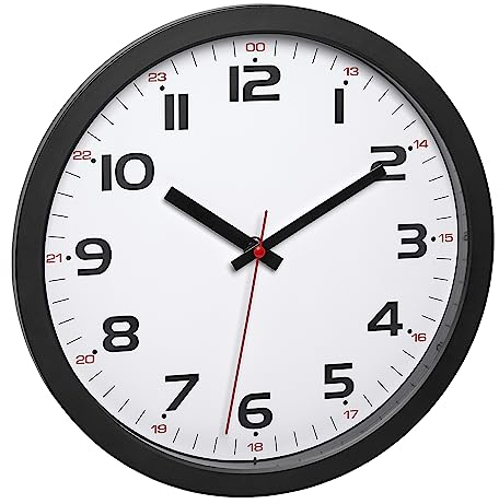 TFA Dostmann Wanduhr Analog, Glas,60.3050.01, gut ablesbar, schwarz, L315 x B45 x H345 mm, L 305 x B 38 x H 305 mm