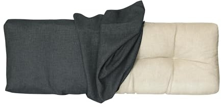 LILENO HOME Palettenkissen Bezug Anthrazit - Ersatzbezug für Rückenkissen | 120 x 40 x 16-20 cm - Polster Bezug für Europaletten - Palettenkissen Outdoor Hülle für Palettenmöbel