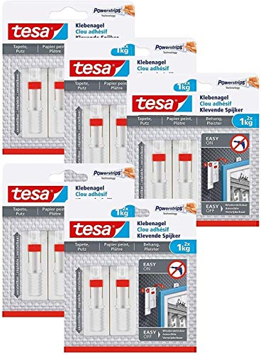 tesa Powerstrips - Chiodo adesivo regolabile per carta da parati e gesso