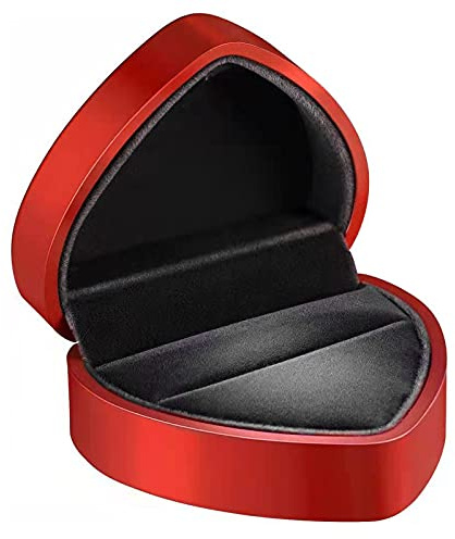 Spldsun Ring Box Herzform, Samt Ring Schachtel Ehering Box, Schmuckschatullen Geschenkbox für Hochzeit Verlobungsring Valentinstag (Rot)