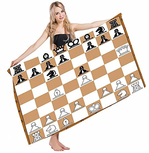 Badetücher Brettspiel Eröffnungsposition Auf Schachbrett Buchstaben Zahlen Quadrate Stücke Strandtücher Schnelltrocknend Strandlaken Saugfähig Sporthandtücher Für Junge Mädchen Frauen Männer