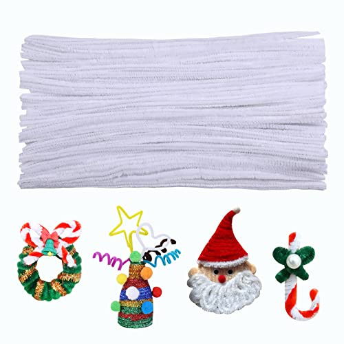 Benlay 100 Stück Pfeifenreiniger Weiß, Pfeifenreiniger Zum Basteln | Halloween Weihnachten DIY Handwerk zum basteln liefert dicke Chenille Stiele