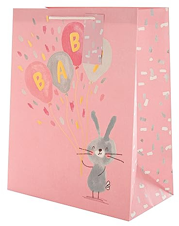 Hallmark Borsa regalo grande per neonato, motivo: coniglietto rosa