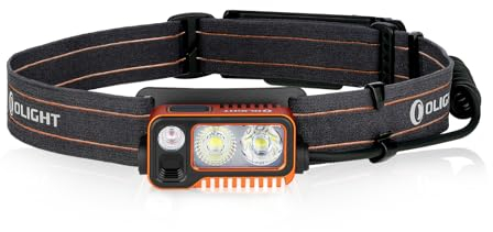 OLIGHT Array 2 Pro Gestensensor LED Stirnlampe 1500lm 150m Leuchtweite USB-C Wiederaufladbare Kopflampe 3 Lichtquellen mit Rotlicht 60°verstellbar Mini Headlampe 2 Kontrollsystem SOS-Modu(Orange)
