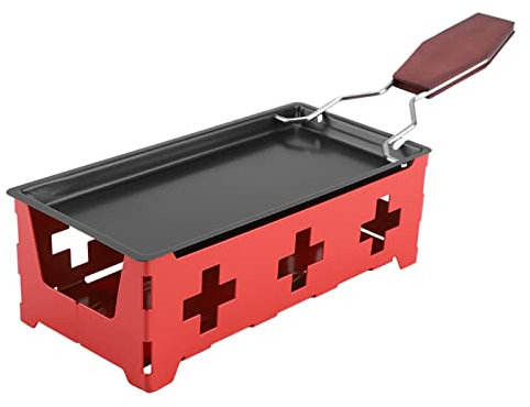 Gavigain Raclette Grill, Portable Raclette Cheese Pan, Mini Raclette Set with Foldable Handle, Stainless Steel Cheese Barbeclette for Dinner Parties, Appetizers, Housewarming Gift