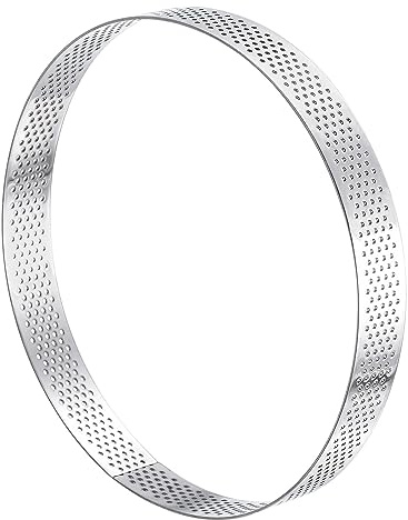sourcing map Stainless Steel Small Cake Rings, Perforated Cake Mousse Ring Kitchen Baking Heat-Resistant 5.9 Diameter, 0.8 Height,for Cake Dessert Biscuit Chocolate, Silver