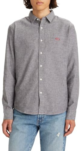 Levi's Långärmad herrskjorta Housemark Slim skjorta, Svart agat, XXL