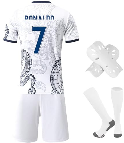 Pardofelis Camiseta de fútbol para niños, camiseta nº 7, camisetas de fútbol, camiseta de fútbol, pantalones cortos, calcetines y espinilleras set, conjunto de camiseta de fútbol al aire libre para