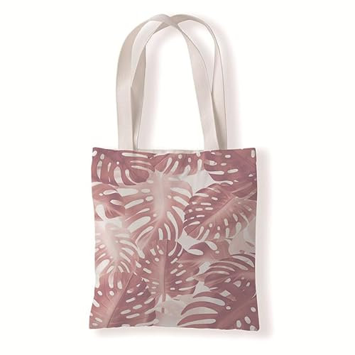 Tote Bag Hojas De Palma Rosas Bolsa de Tela Algodón y Cáñamo Bolsas de Tela para Pintar Gran Capacidad Bolsa Tela Plegable Bolso Tela Duradero Totebag Reutilizable Bolsos de Tela 30x40cm/1 Pcs
