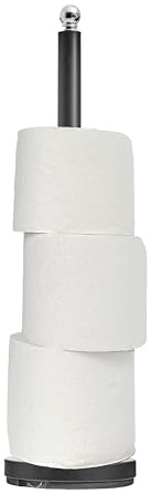 Premier Housewares Elegant Design Black Toilet Roll Holder | Stable Free Standing Toilet Roll Holders | Sturdy Paper Storage | Versatile Toilet Roll Holder With Black Base
