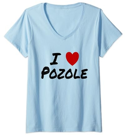 Donna I Heart (Amore) Pozole zuppa messicana stufato pollo maiale Maglietta con Collo a V