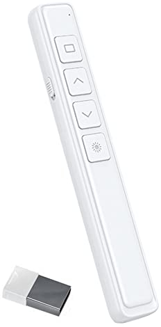 Neoreser Drahtloser Presenter, 2,4 GHz Wireless USB PPT Presenter Fernbedienung Präsentationsfernbedienung, 50m Fernbedienungsabstand, Unterstützung von Hyperlink und USB-Aufladung (Weiß)