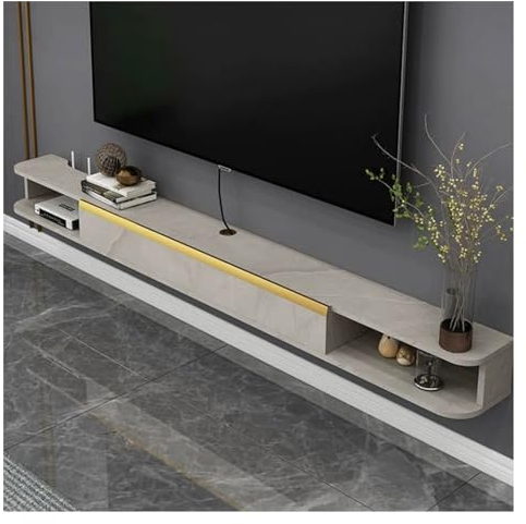 TV-Schrank Wandmontierter schwebender TV-Ständer, modernes schwebendes Unter-TV-Regal mit herunterklappbarer Tür und offenem Ablagefach, Entertainment-Center-Konsolenschrank mit Stauraum for Wohnzimme