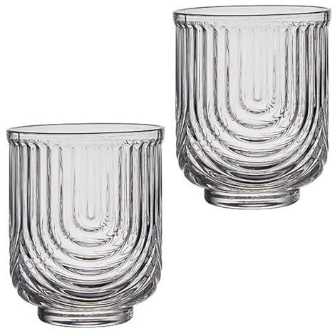 2 Piezas de Cristalería Acanalada, Vasos Vintage, Cristalería, Taza de Vidrio, Rayas Verticales Estriadas, Tazas Románticas para Beber Agua para Bar, Bebidas, Café Helado(S)