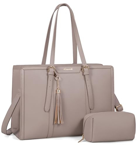LOVEVOOK Arbeitstasche Damen 15,6 Zoll Laptop Handtasche Groß Tote Bag Women Leder Shopper Shoulder Crossbody Bag Elegante Schultertasche Aktentasche Lehrertasche Bürotasche für Business Work