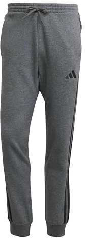 adidas Homme Essential Three Stripes Fleece Pant, Dark Grey Heather/Black, 3XL