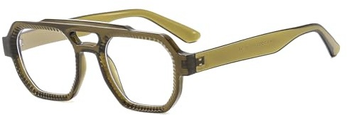 LJCZKA Blaulichtfilter Brille Quadratisch Damen Herren Brille Ohne Stärke Eckig Pilotenbrille Doppelsteg 70s Anti-Müdigkeit
