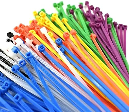 1000 x Blue, Yellow, White, Black, Purple, Green & Orange 3.6 x 140mm Cable Zip Ties Assortment
