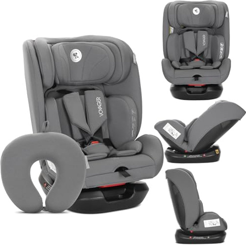 Lorelli Bilbarnstol Voyager, växande bilstol i storlek 40–150 cm – grupp 0+/1/2/3 (0–36 kg), barnstol från födseln, 5-punktsbälte, justerbart nackstöd (grå)