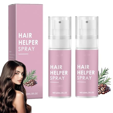 Hair Helper Spray – hårväxtsserum, naturlig reparation av tunnare hår, hårbehandling för tjockare hår, olja för torrt, skadat hår, hårväxtspray, hårstärkande (2 st)