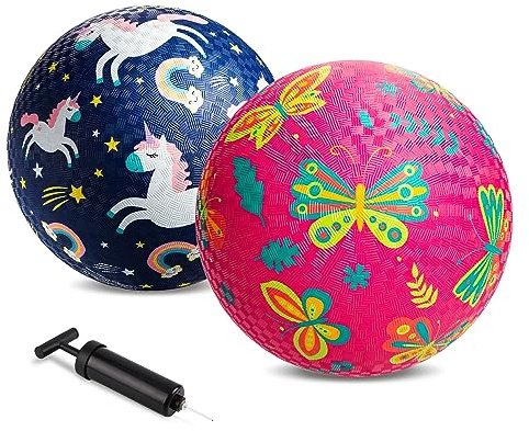 Vastoy 8.5 Inch Playground Ball Set of 2 with Pump - Dodgeball and Kick balls for Kids Ages 3-12, Kids Rubber Ball for Outdoor Indoor Play, Children Kickball for School PE, Backyard, Kid Ball for Pool