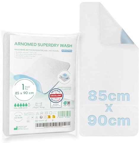 1x Alèse pour Incontinence ARNOMED® Lavable avec des Ailes 85x90cm, alèse pour Incontinence imperméable et réutilisable, alèse de Protection pour lit, Matelas à Langer pour Enfants, pour Adultes