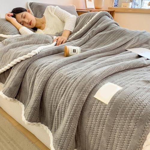 JINYOU Coperta, design soffice e peloso a doppia faccia, morbida e calda coperta for letto, divano, sofà, elegante decorazione for la casa reversibile(A,120x200cm)