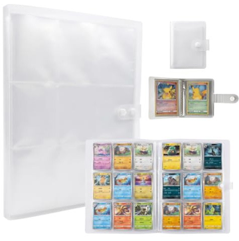 Sammelkarten Album für 540 Karten mit Kleinem Taschenalbum für 64 Karten | Großes Sammelalbum mit Verstellbarem Druckknopf, extra Mini Karten-Mappe für 6,6 × 9,1cm Pokemon-/Fußballkarten, Transparent