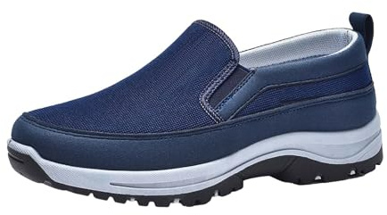 Slip On sneakers män promenader löpning gym träningsskor plantar fasciit ortopediska skor lätta andningsbara skor bekväma arbetssko bred passform utomhus platt sko för svullna fötter män, Mörkblått