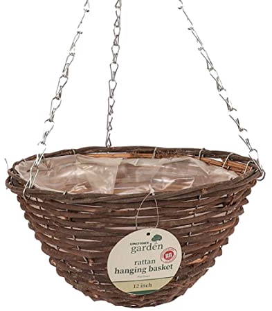 Kingfisher 12in (30cm) Dark Rattan Hanging Basket