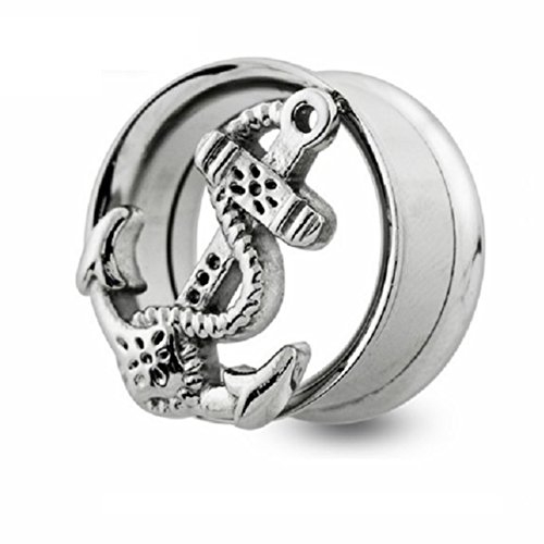 eeddoo Flesh Tunnel Anker Double Flared Silber Edelstahl 18 mm