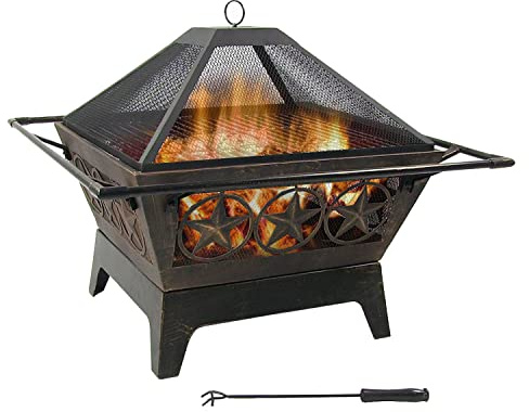 Sunnydaze 81,3 cm Quadrato del Nord Galaxy braciere con griglia di Cottura e Spark Screen