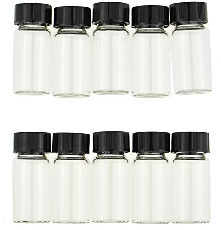 Lot de 10 flacons d'échantillons en verre transparent avec bouchon à vis pour huiles essentielles, 5 ml