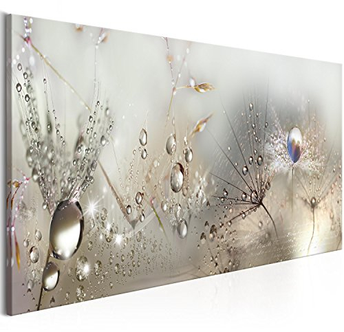 murando - Wandbilder XXL Pusteblume 150x50 cm 1 tlg Wand Deko Leinwand Bilder Groß Wandbild Wohnzimmer Bild Schlafzimmer Kunstdrucke Panoramabild - Blumen Natur Grau Löwenzahn Tautropfen b-C-0169-b-b