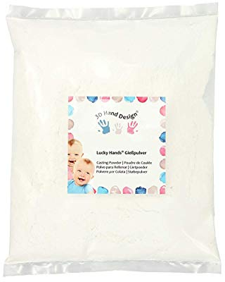 Lucky Hands® Gießpulver/Gießmasse/Gips/Feinster Modelliergips - Härter und stabiler als Alabastergips - für Gipsabdruck und Handabdruck 3D Baby, Kinder, Jugendliche und Erwachsene (2000 g)
