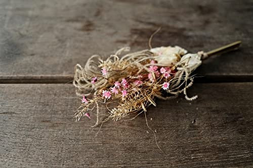 NaDeco Trockenblumen-Boutonniere in Pink, Größe ca. 24cm Kleiner Trockenblumenstrauß Getrocknete Knopflochblume Anstecksträußchen Reversschmuck Anstecker Boho-Hochzeit Trockenblumen Boho-Style