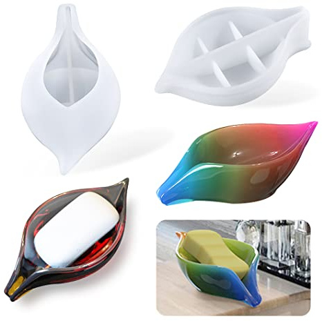 Rolin Roly Moules en Silicone pour Porte-Savon Moule à Savon en RÉSine Moule Epoxy Porte Savon Moule de Coulée de Boîte à Savon pour DIY Soap Dish Mold Bijoux Décoration de la Maison