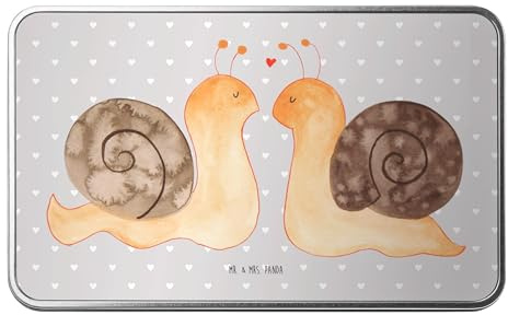 Mr. & Mrs. Panda Metalldose rechteckig Schnecken Liebe - Geschenk, Heiraten, Döschen, Freundin, Versperbox, Paar, zufrieden, Aluminiumdose, Pärchen,