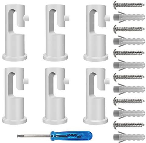 OASHISU Decentratore a J da Soffitto per Cavi Elettrici, Decentratore a Soffitto, Decentratore Cavo Elettrico, Decentratore Lampadario, Gancio da Soffitto o Parete, Fermacavo, 6 PEZZI (BIANCO)