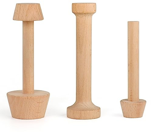 Cyimi 3 Pcs Wooden Tart Tamper Set, Double Side Pie Pastry Dough Tampers, DIY Cake Egg Tart Pan Mold Presser Baking tool for Mini Egg Tart Shells,Pastry, Cheesecake, Mini Pie and Dessert Baking