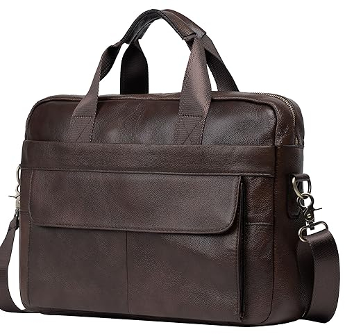 BTDAO Ledertasche Laptoptasche 15 Zoll Schultertasche Herren Umhängetasche/Tragetasche mit Taschen zur Aufbewahrung von Zubehör, Geschäftliches Reisen Weihnachten für Männer (CFC-Brown)