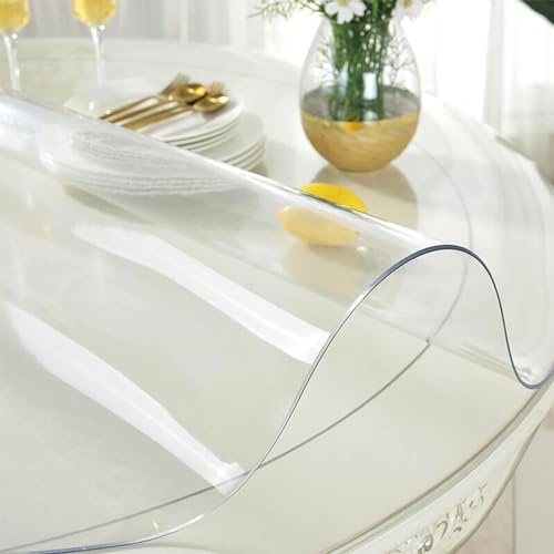 Schreibtischunterlage Durchsichtig Rund 58cm - Tischdecke Nach Maß 1.5mm - Wasserdicht ölbeständig Verschleißbeständig Schreibtischauflage für Beistelltisch/Nachttisch, Durchsichtig 1.5mm