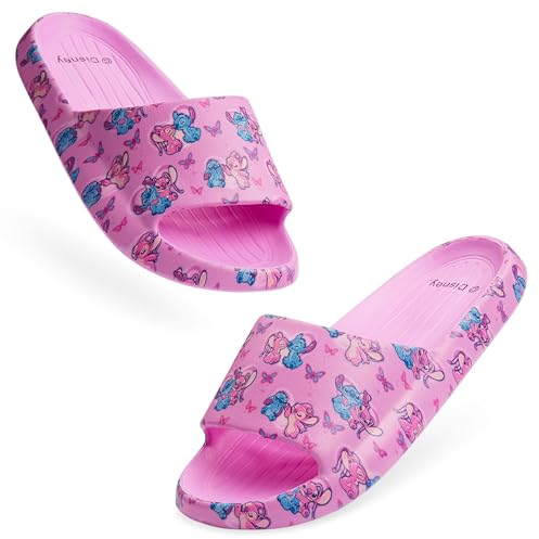 Disney Ciabatte da Piscina Bambina Stitch Ciabatte Slide Estive Bambina Ragazza Mare Piscina Spiaggia 30-35 (Rosa/Fucsia Stitch, 34/35 EU)