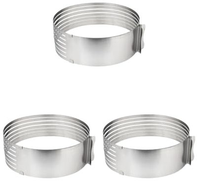 3 Set Stainless Steel Cake Mould Adjustable Slicer Layer Baking Cutter 6-8 in