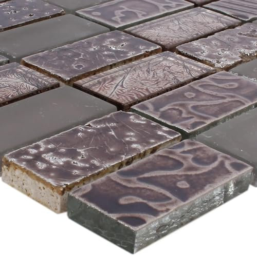 Glas Naturstein Mosaik Fliesen Piroshka Braun Bad Wand Badezimmer Küchen Spiegel