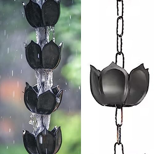 Schwarze Regenrinnenketten-Fallrohr, japanischer Innenhof-Regenwassersammler-Wasserfall, Dekorationstraufe Lotus-Regenführungsketten for Tempelvilla (Größe: 360 cm (12 Fuß)) ( Color : 100cm (3.3ft) )