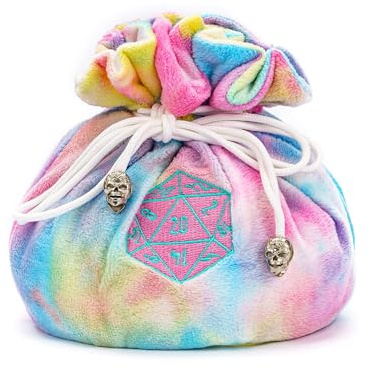 KSNDie DND - Sacchetti per dadi grandi, con tasche, con logo D20, per dadi da gioco Dungeon and Dragons, capacità 200+ dadi