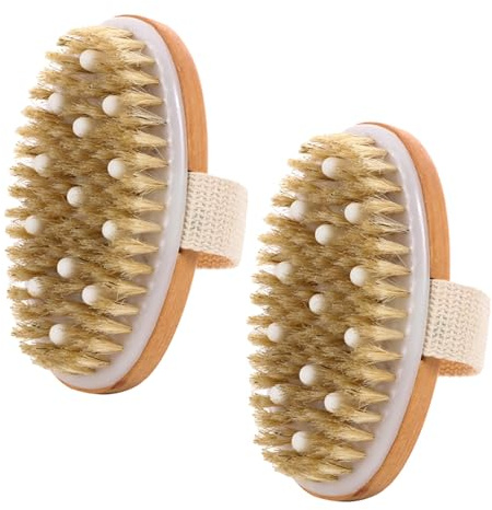 2-Pack Dry Body Brush Set for Exfoliation and Cellulite Reduction - Skin Massager and Revitalizing Tool for Legs