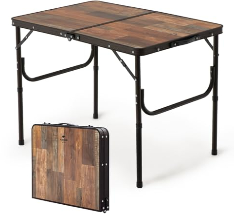Naturehike Campingtisch Groß Klapptisch höhenverstellbar MDF Tisch mit Tragetasche für Outdoor Camping, Garten, Reisen, Multifunktionstisch 90 × 60 × 37 cm - Großer Retro
